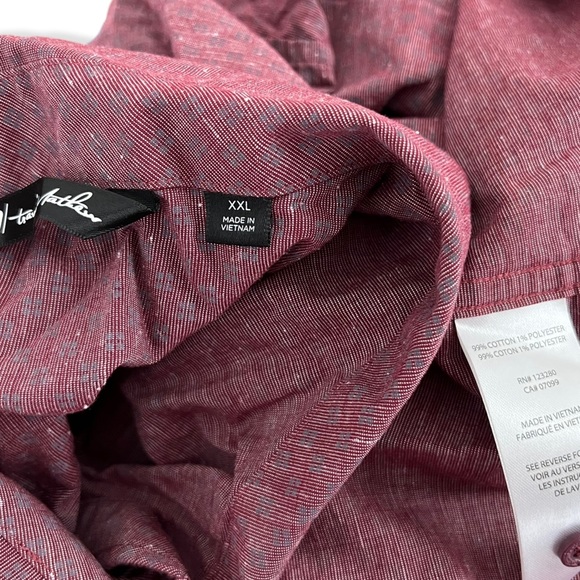 Travis Mathew 2XL Shirt Oswego Geo Print Short Sleeve Heather Tawny Port Red - Picture 6 of 8